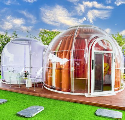 Maison entière extérieure préfabriquée de luxe en verre polycarbonate Jardin Maison à double dôme
