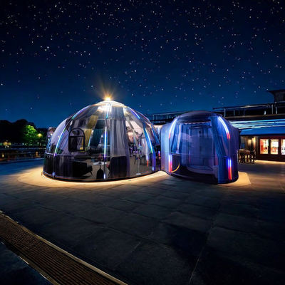 Hôtel étanche en polycarbonate personnalisé Glamping Double Dome Bubble Maison pour un complexe romantique