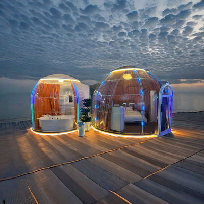 18.2m2 Pavillon de luxe salle à manger en acier Tente à bulles Portable Salle solaire préfabriquée
