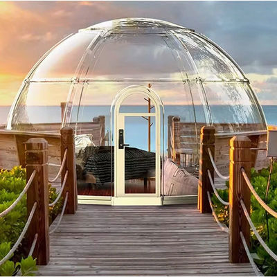 Hôtel de camping transparent dôme préfabriqué pour la maison à bulles à l'extérieur yourte avec éclairage LED