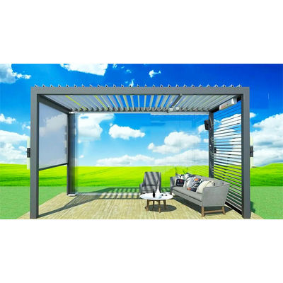Pavillion extérieur patio renversé Louver Pavillion extérieur d'ombre électrique en alliage d'aluminium Pavillion de protection solaire