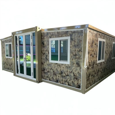 Maison de conteneur pliable à double aile Maison mobile extensible trois en un